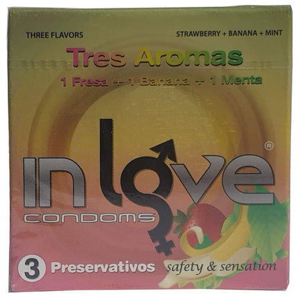 Tres Aromas - 3 smaak condooms in de smaken aardbei, banaan en mint