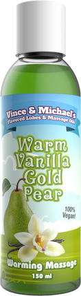 Vince & Michael's Warm Vanilla Gold Pear flavored warming massage lotion (150ml)